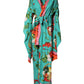 Dolce & Gabbana Green Printed Long Sleeve Wrap Coat Dress