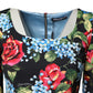 Dolce & Gabbana Black Floral Print Viscose Sheath Midi Dress