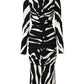 Dolce & Gabbana Black White Zebra Viscose Sheath Midi Dress