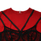 Dolce & Gabbana Black Red Contrasting Bra Cady Midi Dress