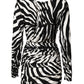 Dolce & Gabbana Black White Zebra Silk Sheath Mini Dress