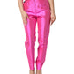 Dolce & Gabbana Pink Silk High Waist Dress Trousers Pants