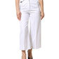 Dolce & Gabbana White Cotton High Waist WideLeg Cropped Pants