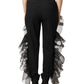 Dolce & Gabbana Black High Waist Tulle Wool Trouser Pants