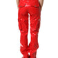 Dolce & Gabbana Red Glossy Polyester Cargo Boot Cut Pants