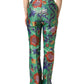 Dolce & Gabbana Green Floral Polyester BootCut Trouser Pants