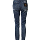 Dolce & Gabbana Blue Distressed Washed Logo GRACE Denim Jeans