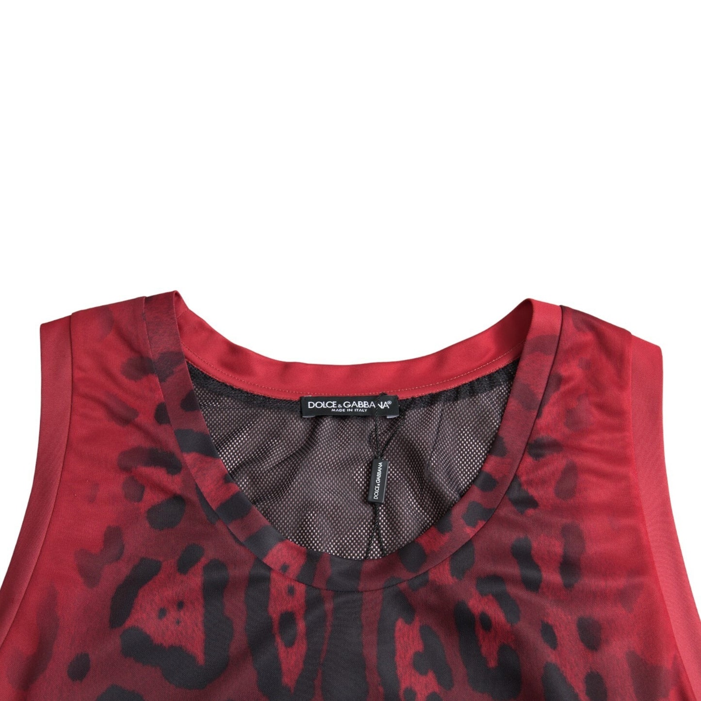 Dolce & Gabbana Red Leopard Print Sleeveless Men Tank T-shirt Mens T-Shirt