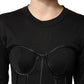 Dolce & Gabbana Black Cotton Bustier Corset Short Sleeves T-shirt
