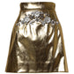 Dolce & Gabbana Gold Acetate Crystal High Waist Mini Skirt