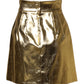 Dolce & Gabbana Gold Acetate Crystal High Waist Mini Skirt