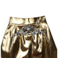 Dolce & Gabbana Gold Acetate Crystal High Waist Mini Skirt