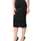 Dolce & Gabbana Black Cotton Pencil Cut High Waist Midi Skirt