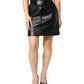 Dolce & Gabbana Black Leather Pencil Cut HighWaist Mini Skirt