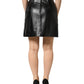 Dolce & Gabbana Black Leather Pencil Cut HighWaist Mini Skirt
