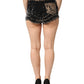 Dolce & Gabbana Black Pins Cotton Denim Hot Pants Shorts