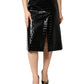 Dolce & Gabbana Black Croc Faux-Leather Mid Waist Midi Skirt