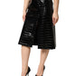 Dolce & Gabbana Black Croc Faux-Leather Mid Waist Midi Skirt