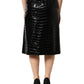 Dolce & Gabbana Black Croc Faux-Leather Mid Waist Midi Skirt
