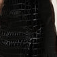 Dolce & Gabbana Black Croc Faux-Leather Mid Waist Midi Skirt
