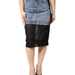 Dolce & Gabbana Blue Black Cotton Denim Sheer Midi Skirt