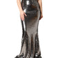Dolce & Gabbana Metallic Gray Sequin High Waist Mermaid Skirt
