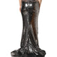 Dolce & Gabbana Metallic Gray Sequin High Waist Mermaid Skirt