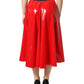 Dolce & Gabbana Glossy Red Polyester High Waist Midi Skirt