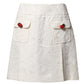 Dolce & Gabbana White Floral Brocade High Waist Mini Skirt
