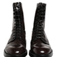 Dolce & Gabbana Black Leather Lace Up Mid Calf Boots Shoes