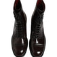 Dolce & Gabbana Black Leather Lace Up Mid Calf Boots Shoes