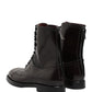 Dolce & Gabbana Black Leather Lace Up Mid Calf Boots Shoes