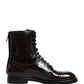 Dolce & Gabbana Black Leather Lace Up Mid Calf Boots Shoes