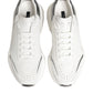 Dolce & Gabbana White Silver Daymaster Low Top Sneakers Shoes