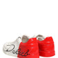 Dolce & Gabbana White Red Portofino Low Top Men Sneakers Shoes