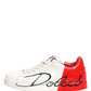 Dolce & Gabbana White Red Portofino Low Top Men Sneakers Shoes