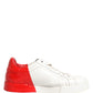 Dolce & Gabbana White Red Portofino Low Top Men Sneakers Shoes
