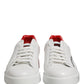 Dolce & Gabbana White Red Portofino Low Top Men Sneakers Shoes