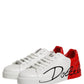 Dolce & Gabbana White Red Portofino Low Top Men Sneakers Shoes