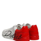 Dolce & Gabbana White Red Portofino Low Top Men Sneakers Shoes