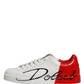Dolce & Gabbana White Red Portofino Low Top Men Sneakers Shoes