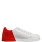 Dolce & Gabbana White Red Portofino Low Top Men Sneakers Shoes