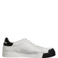 Dolce & Gabbana Black White Leather Low Top Sneakers Shoes