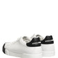 Dolce & Gabbana Black White Leather Low Top Sneakers Shoes