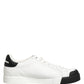 Dolce & Gabbana Black White Leather Low Top Sneakers Shoes