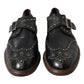 Dolce & Gabbana Black Leather Monk Strap Studded Dress Shoes