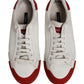 Dolce & Gabbana Black Red Leather Men Low Top Sneakers Shoes