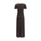 Ferragamo Brown Fleece Wool Long Dress