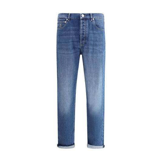 Brunello Cucinelli Blue Cotton Straight-Leg Jeans