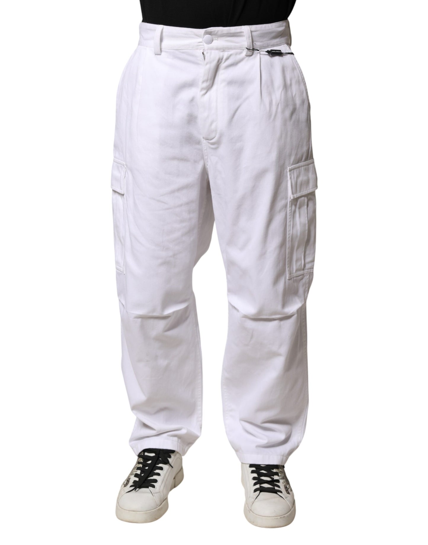Dolce & Gabbana White Cotton Men Cargo Denim Trouser Jeans